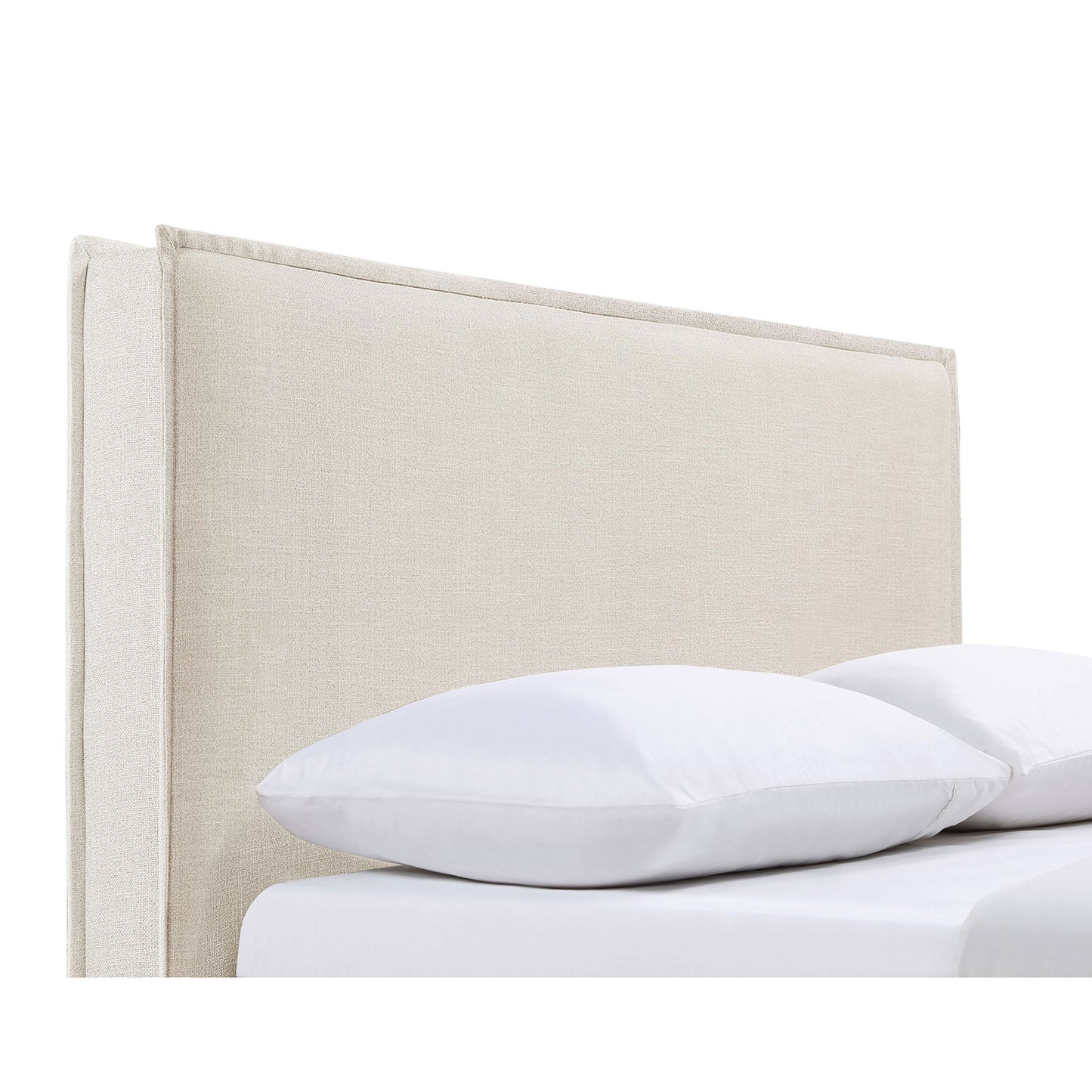 Queen / Full Size Upholstered Headboard With Flange Details - Sand