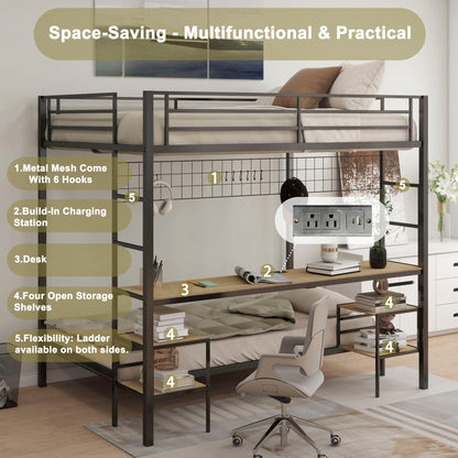 Ethan - Bunk Bed With Desk, Charging Station, Storage Shelves - The Sleep Loft - Online Mattress Showroom NYC