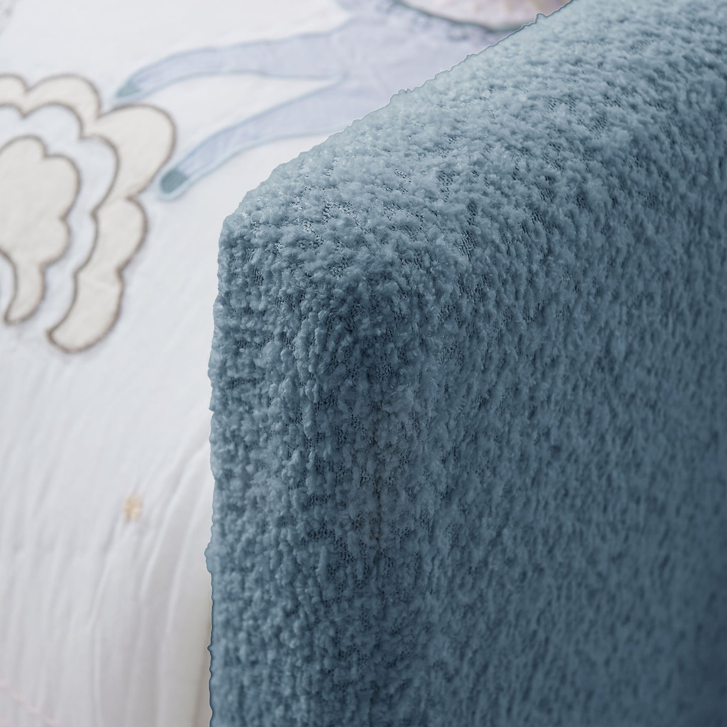 Cute Rabbit Ear Upholstered Platform Bed Frame With Safety Rail - The Sleep Loft - Online Mattress Showroom NYC