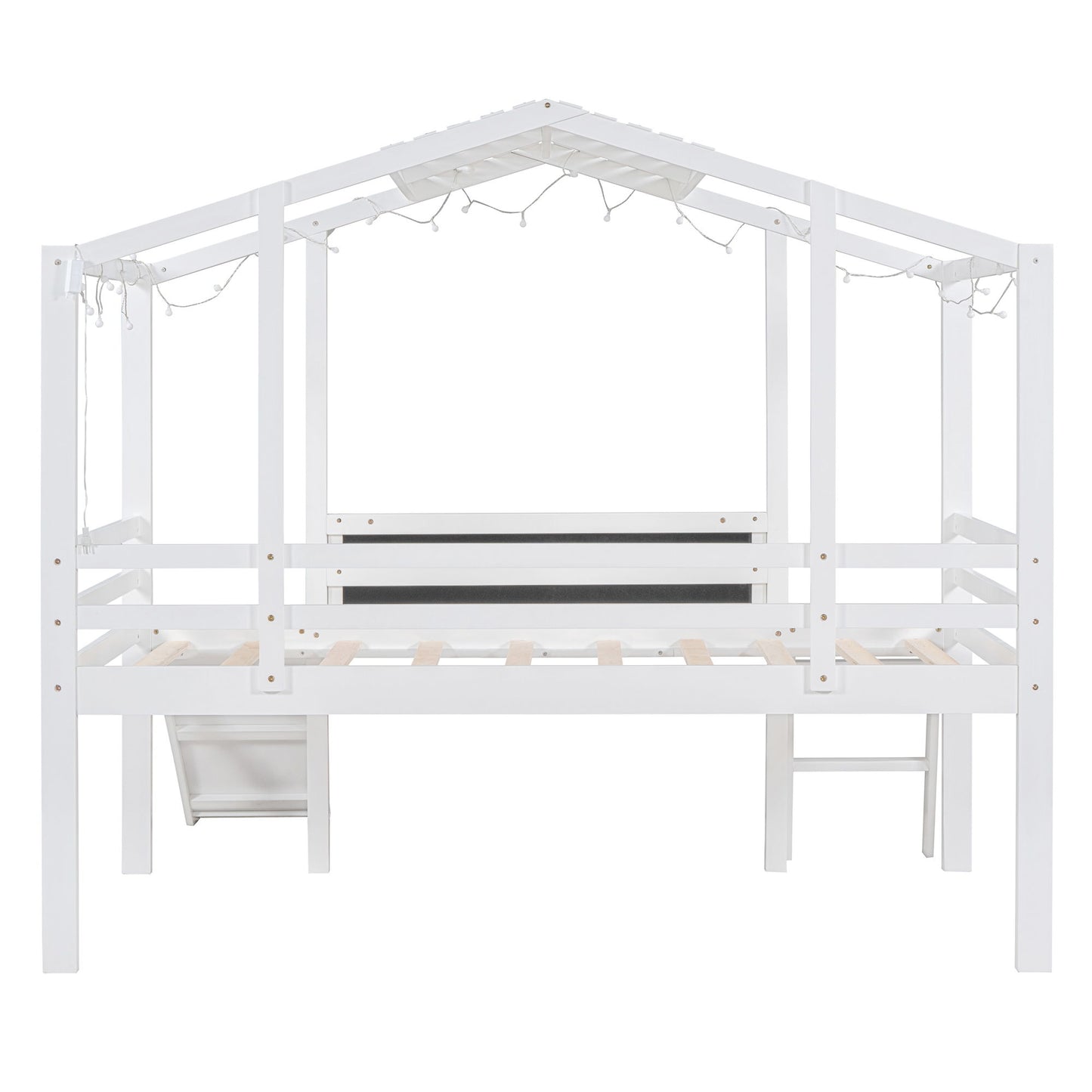 Loft House Bed With Ladder And Slide, With board And Light Strip On The Roof - The Sleep Loft - Online Mattress Showroom NYC