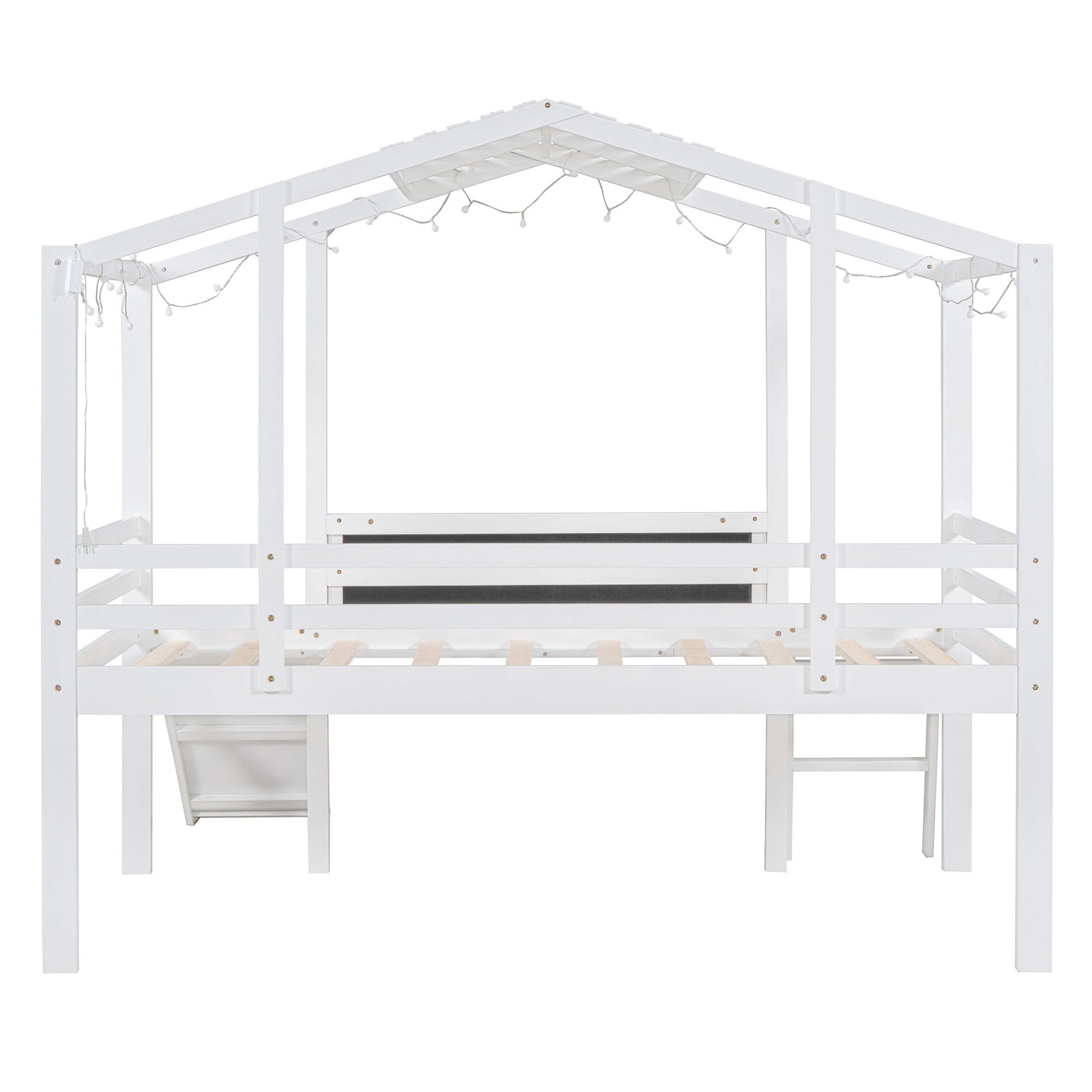 Loft House Bed With Ladder And Slide, With board And Light Strip On The Roof - The Sleep Loft - Online Mattress Showroom NYC