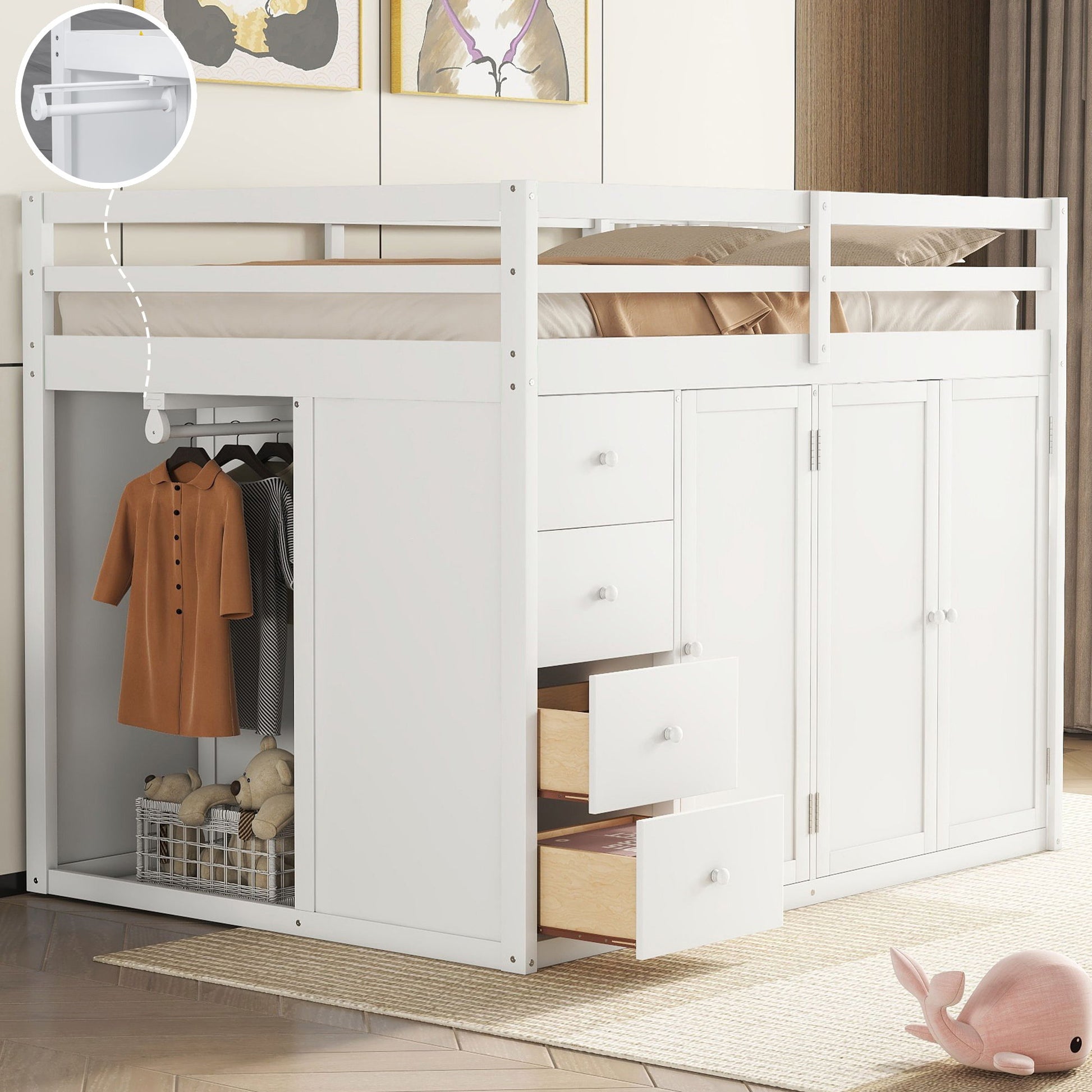 Loft Bed With Built In Wardrobes, Cabinets And Drawers - The Sleep Loft - Online Mattress Showroom NYC