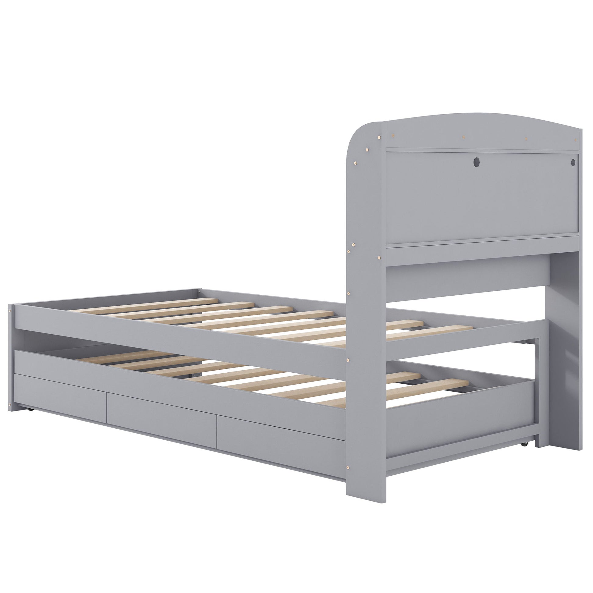 Platform Bed With LED Headboard, Charging Station, Trundle And 2 Drawers - The Sleep Loft - Online Mattress Showroom NYC