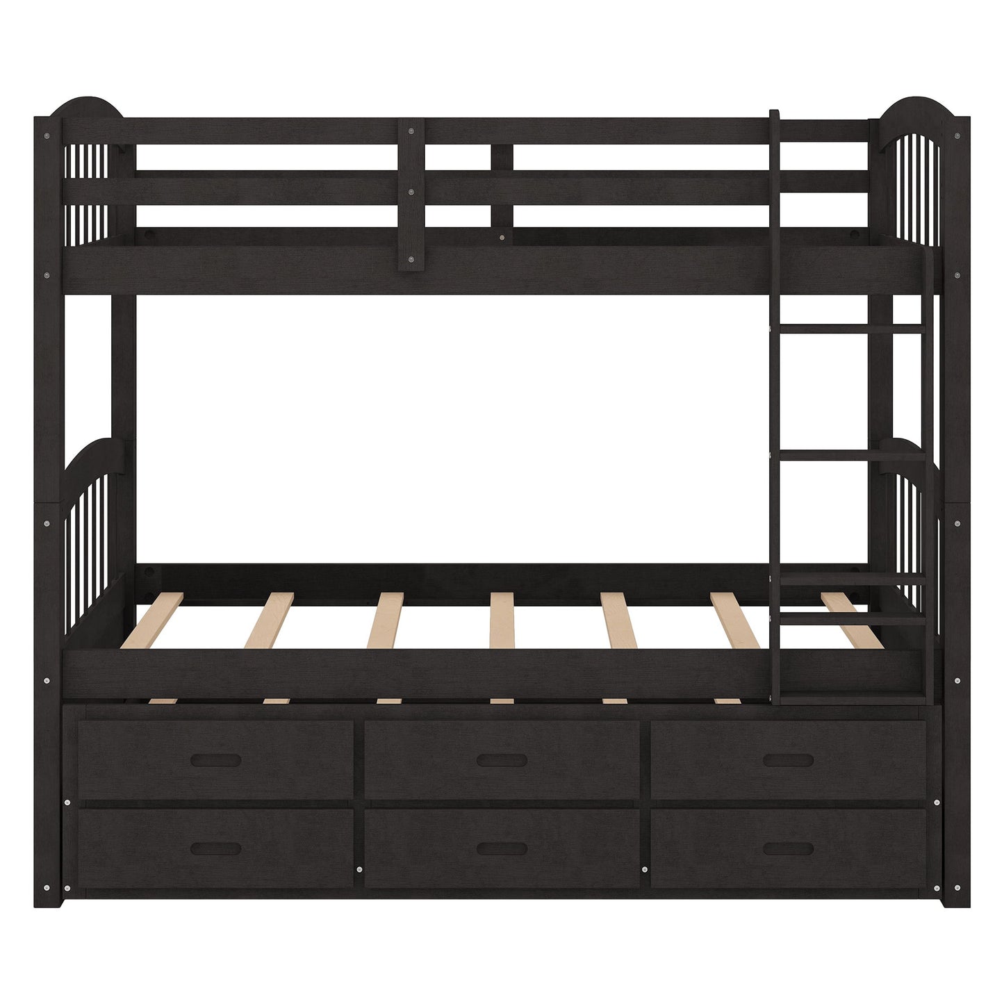 Bunk Bed With Trundle And Drawers, Arched Headboard And Footboard - The Sleep Loft - Online Mattress Showroom NYC