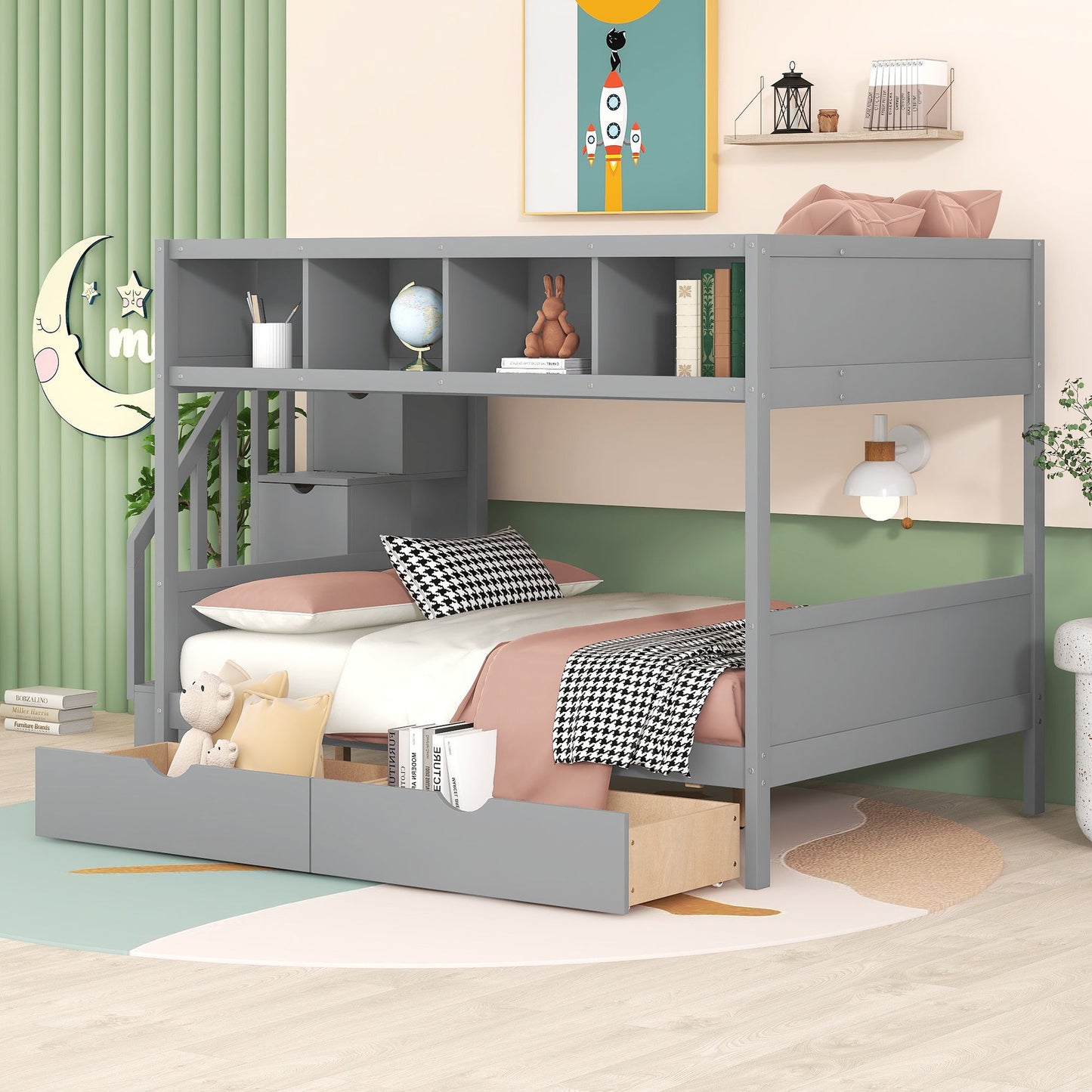 Bunk Bed With Shelfs, Storage Staircase And 2 Drawers - The Sleep Loft - Online Mattress Showroom NYC