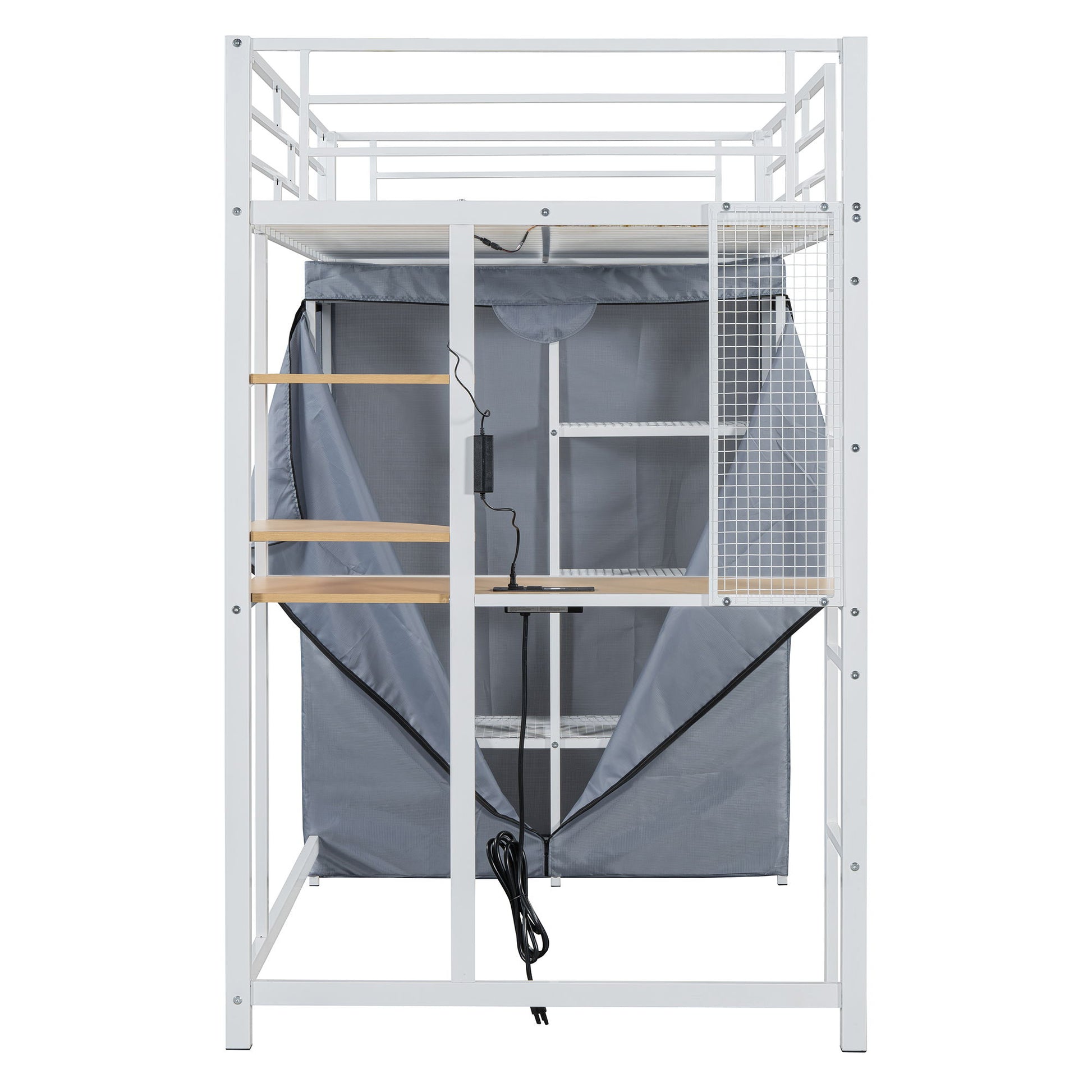 Loft Bed With Desk, Shelves, Power Outlet, LED Light And Wardrobe - The Sleep Loft - Online Mattress Showroom NYC