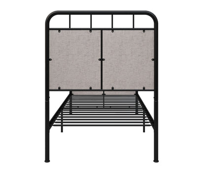 Twin Size Linen Upholstered Platform Metal Bed Frame With Fabric Headboard And Footboard - Brown - The Sleep Loft - Online Mattress Showroom NYC