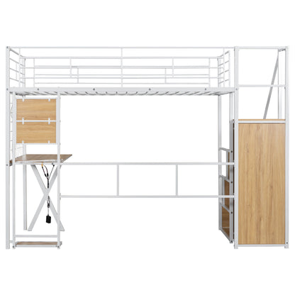 Loft Bed With Built In Work Station, Wardrobe, Storage Staircase And LED - The Sleep Loft - Online Mattress Showroom NYC