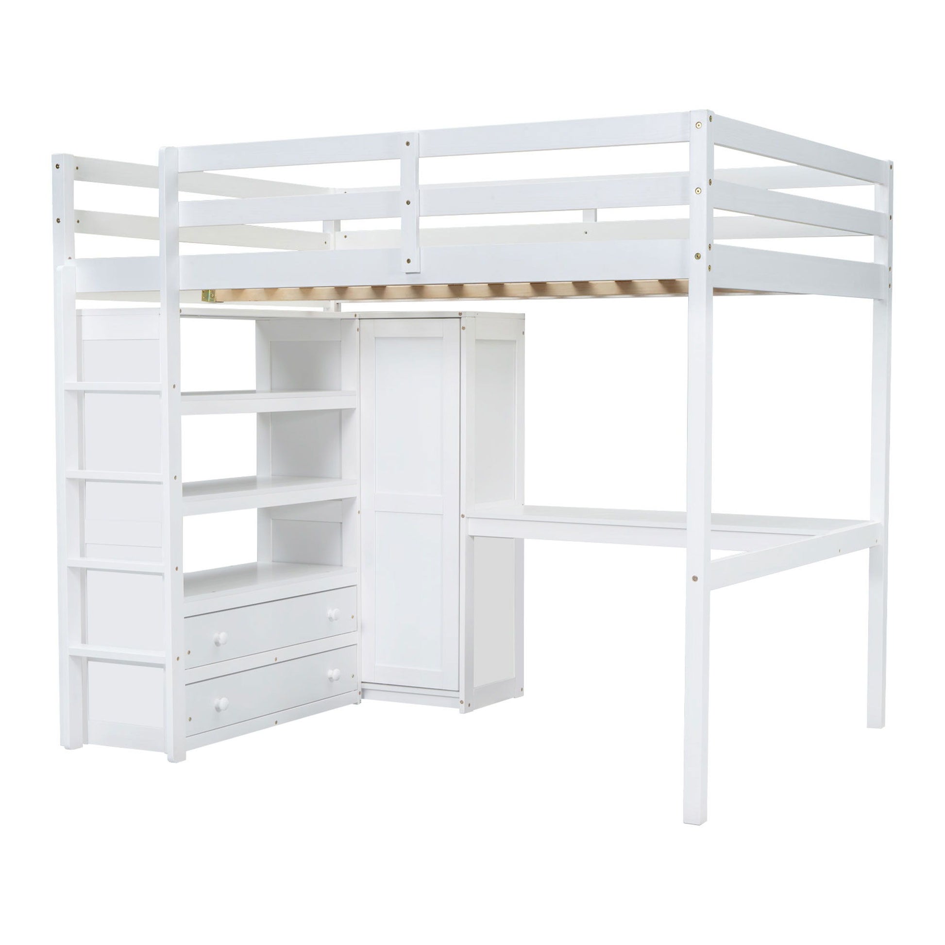 Loft Bed With Built In Wardrobe, Desk, Shelves And Drawers - The Sleep Loft - Online Mattress Showroom NYC