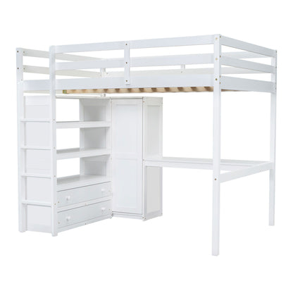 Loft Bed With Built In Wardrobe, Desk, Shelves And Drawers - The Sleep Loft - Online Mattress Showroom NYC