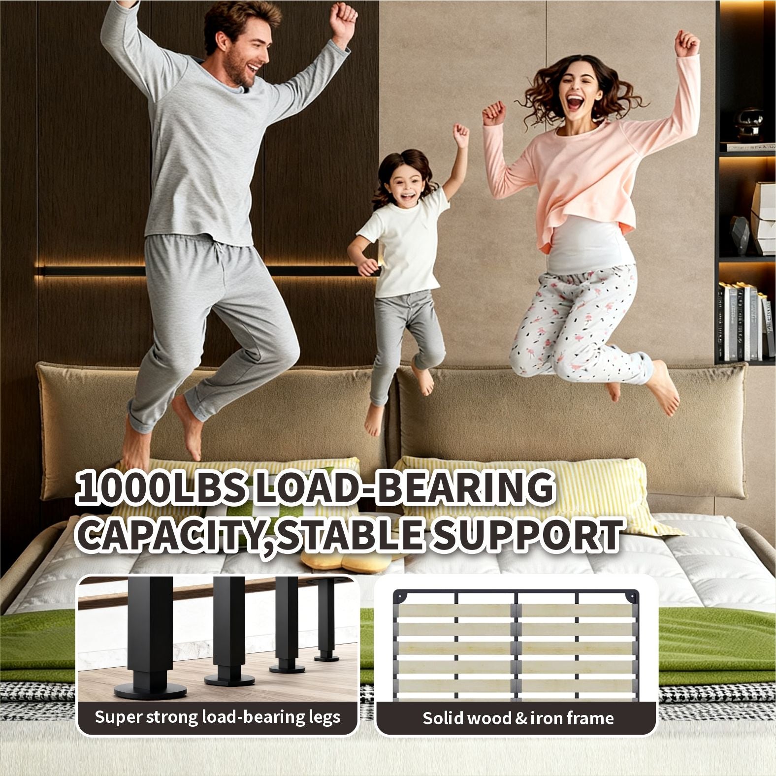 Cloud Bed Frame With Oversized Padded Movable Headboard - The Sleep Loft - Online Mattress Showroom NYC