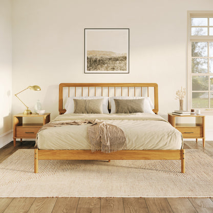 King Spindle Bed Modern - Caramel - The Sleep Loft - Online Mattress Showroom NYC