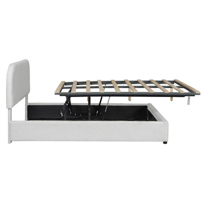 Upholstered Platform Bed With Hydraulic Storage System - The Sleep Loft - Online Mattress Showroom NYC