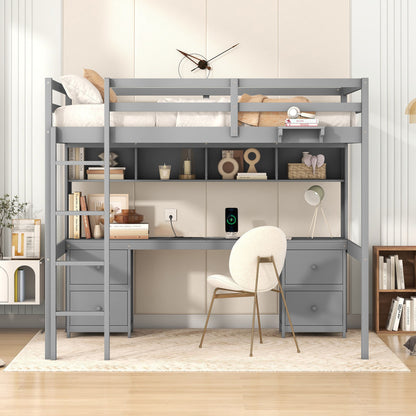 Loft Bed With Desk, Cabinets, Drawers, Charging Station And Bedside Tray - The Sleep Loft - Online Mattress Showroom NYC