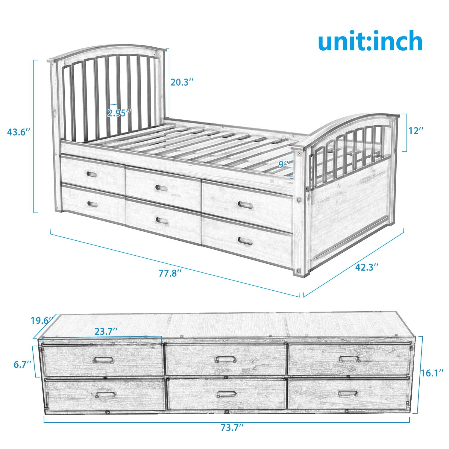 Platform Storage Bed Solid Wood Bed With 6 Drawers - The Sleep Loft - Online Mattress Showroom NYC