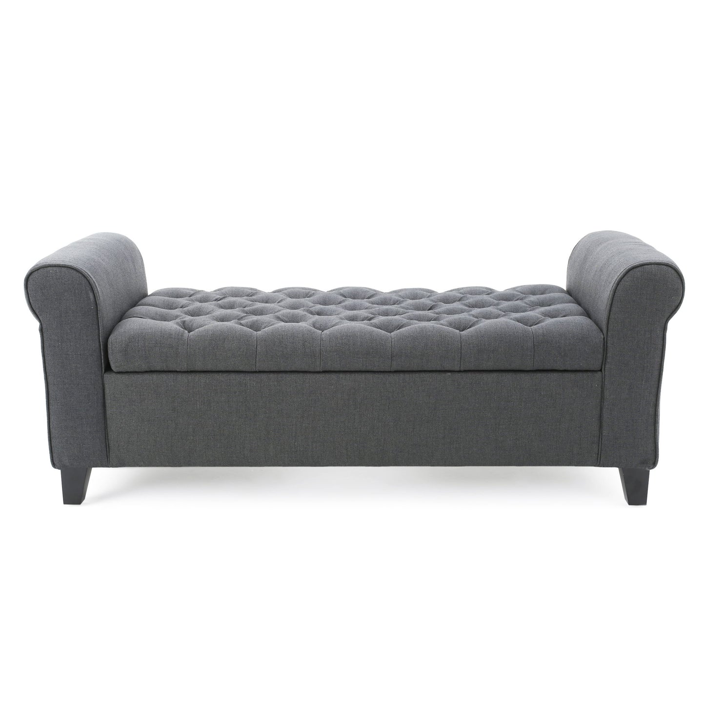 Hayes - Contemporary Armed Storage Bench With Rolled Arms And Button Tufting - The Sleep Loft - Online Mattress Showroom NYC