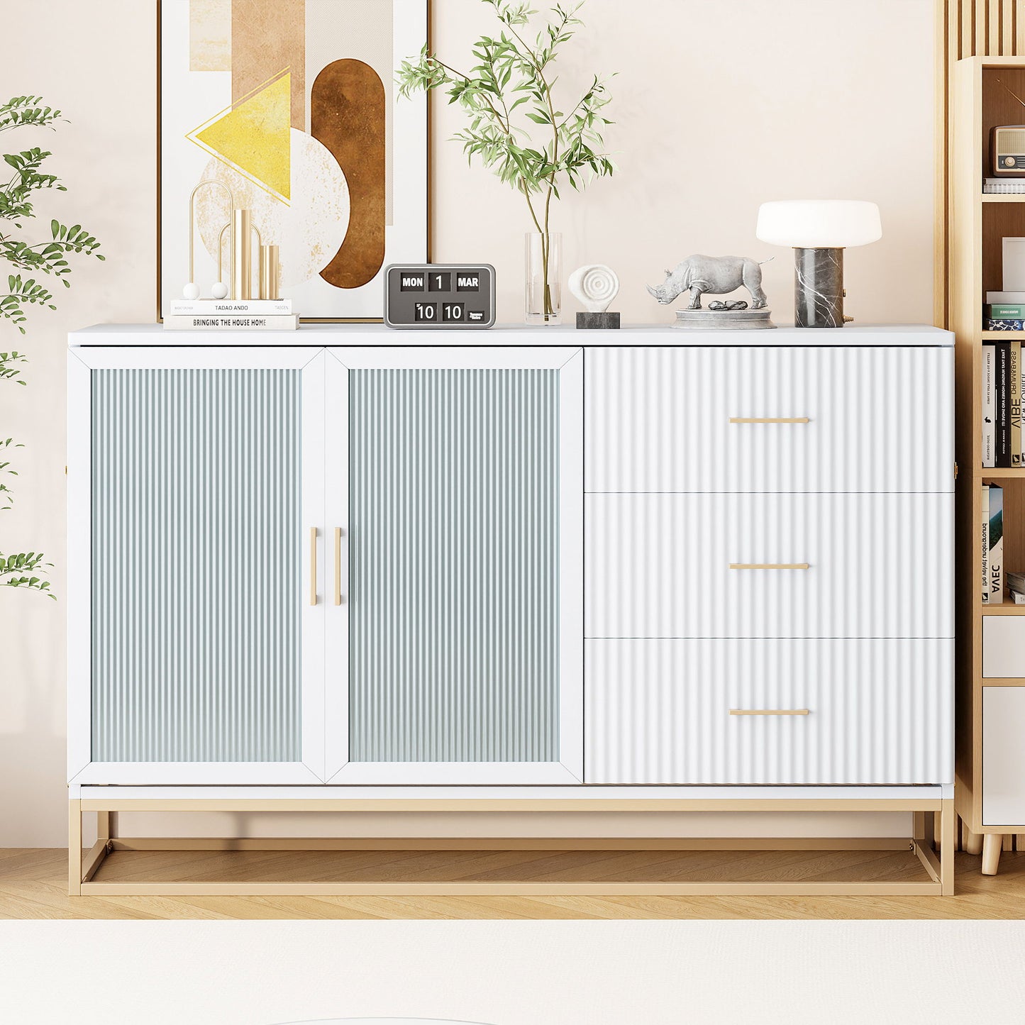 Murphy Bed With Frosted Glass Doors Design, Fake Drawers, Metal Legs - The Sleep Loft - Online Mattress Showroom NYC