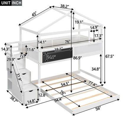 House Style Bunk Bed With Storage Staircase And board - The Sleep Loft - Online Mattress Showroom NYC