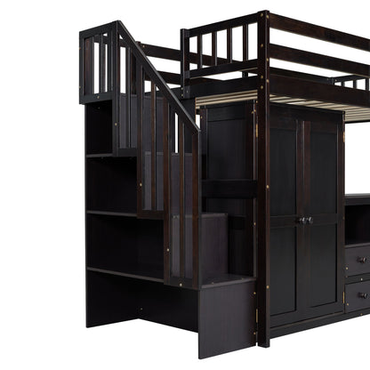 Loft Bed With Stairs, Bookshelf, Drawers, Desk & Wardrobe, Space Saving Multifunctional Furniture - The Sleep Loft - Online Mattress Showroom NYC