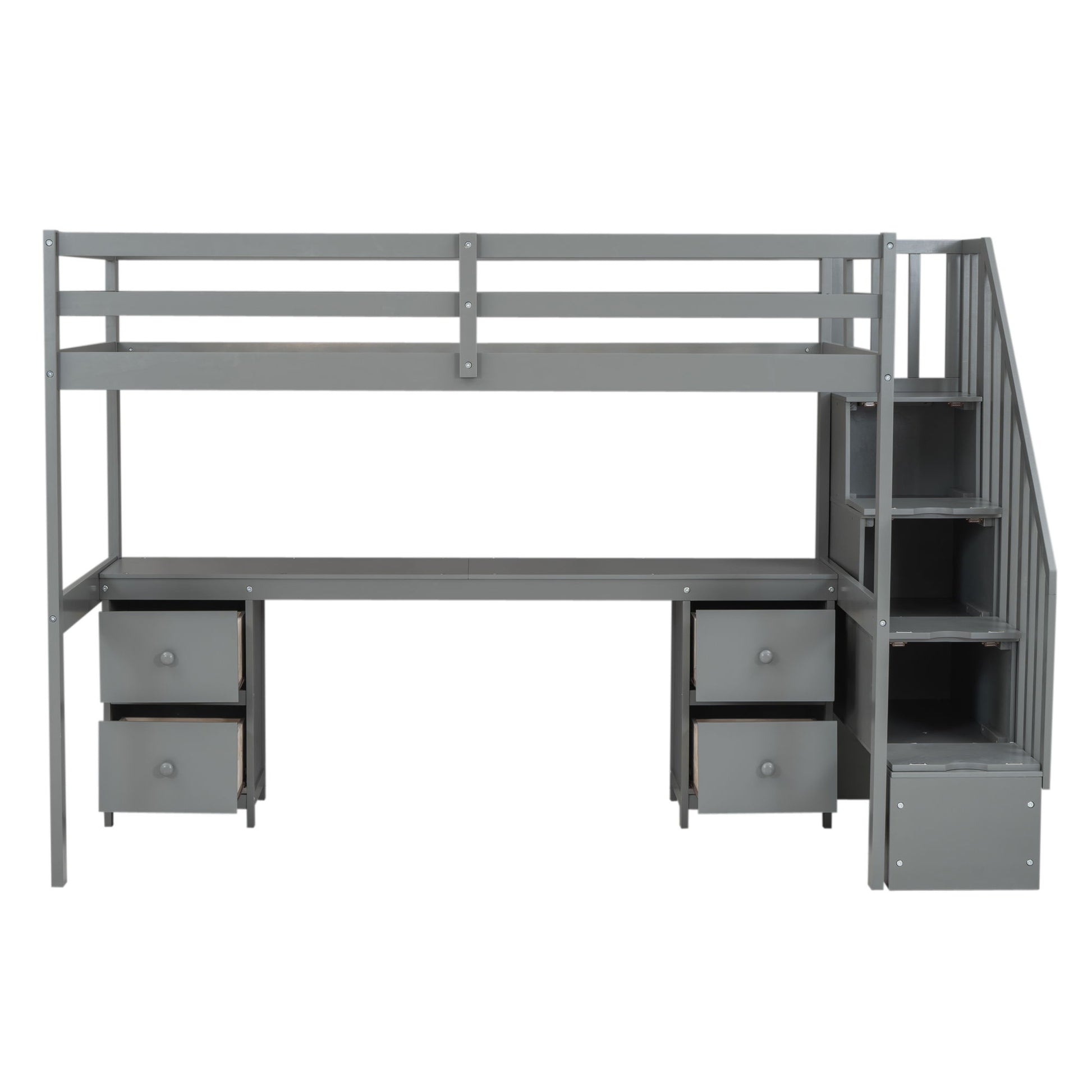 Loft Bed Frame With Built In Desk And Double Storage Drawers - The Sleep Loft - Online Mattress Showroom NYC