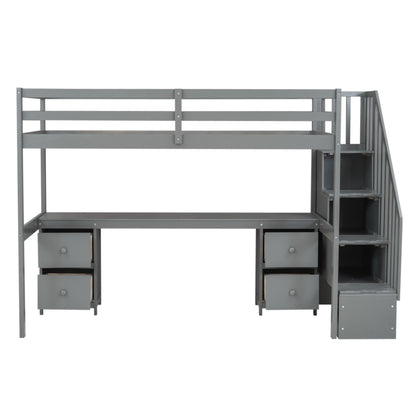Loft Bed Frame With Built In Desk And Double Storage Drawers - The Sleep Loft - Online Mattress Showroom NYC