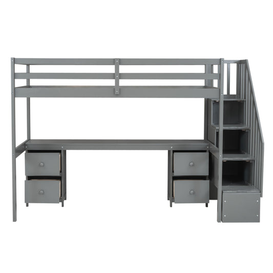 Loft Bed Frame With Built In Desk And Double Storage Drawers - The Sleep Loft - Online Mattress Showroom NYC