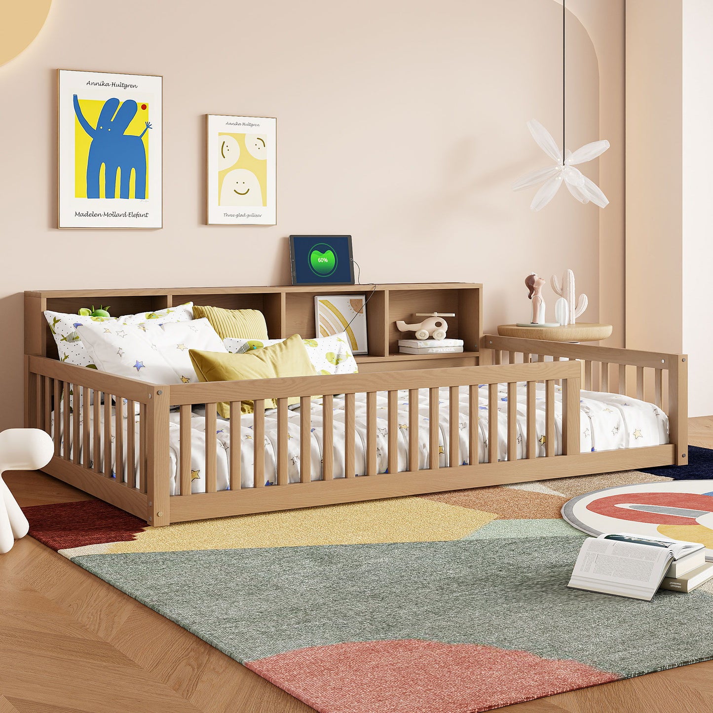 Floor Bed With Storage Cabinets And USB Ports - The Sleep Loft - Online Mattress Showroom NYC