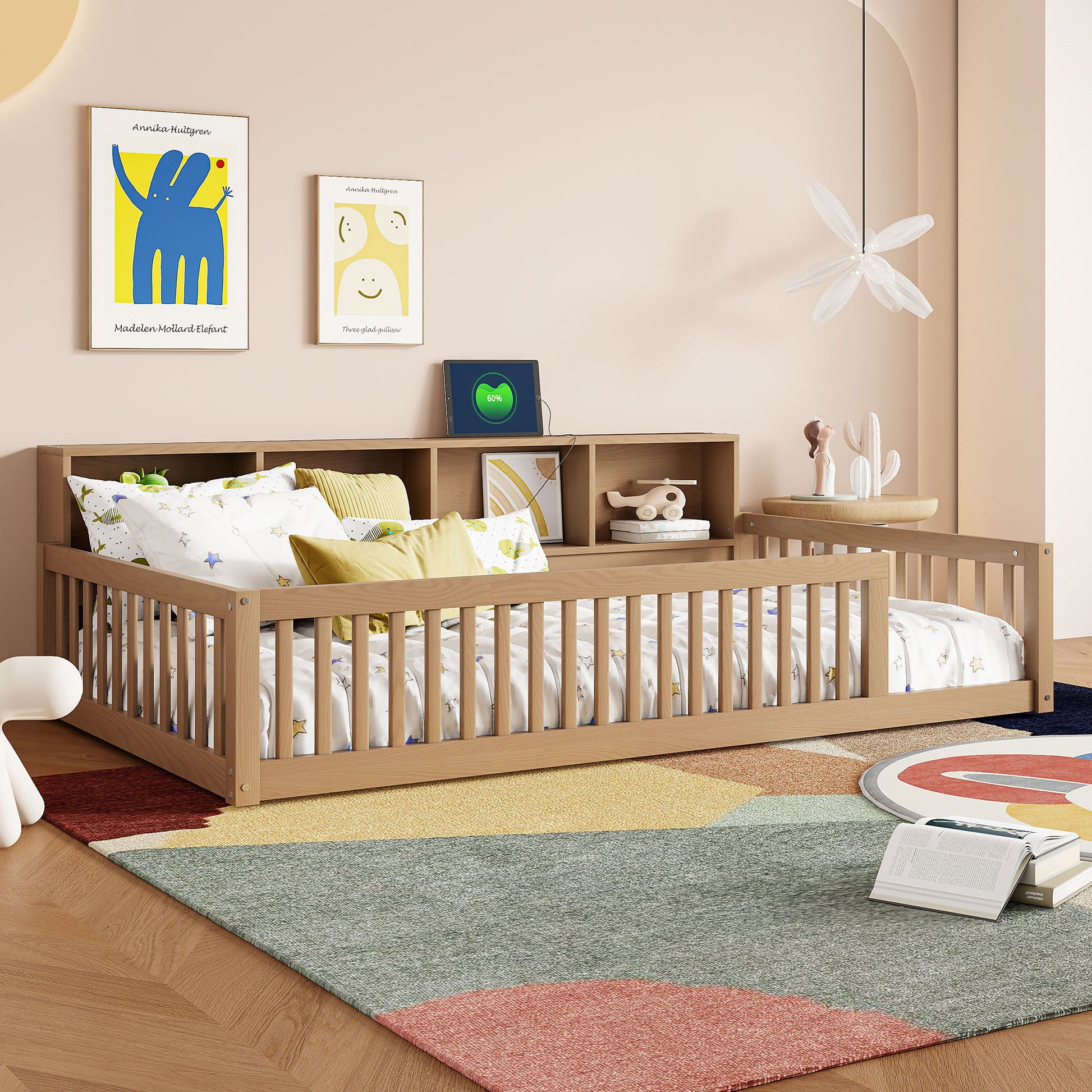 Floor Bed With Storage Cabinets And USB Ports - The Sleep Loft - Online Mattress Showroom NYC