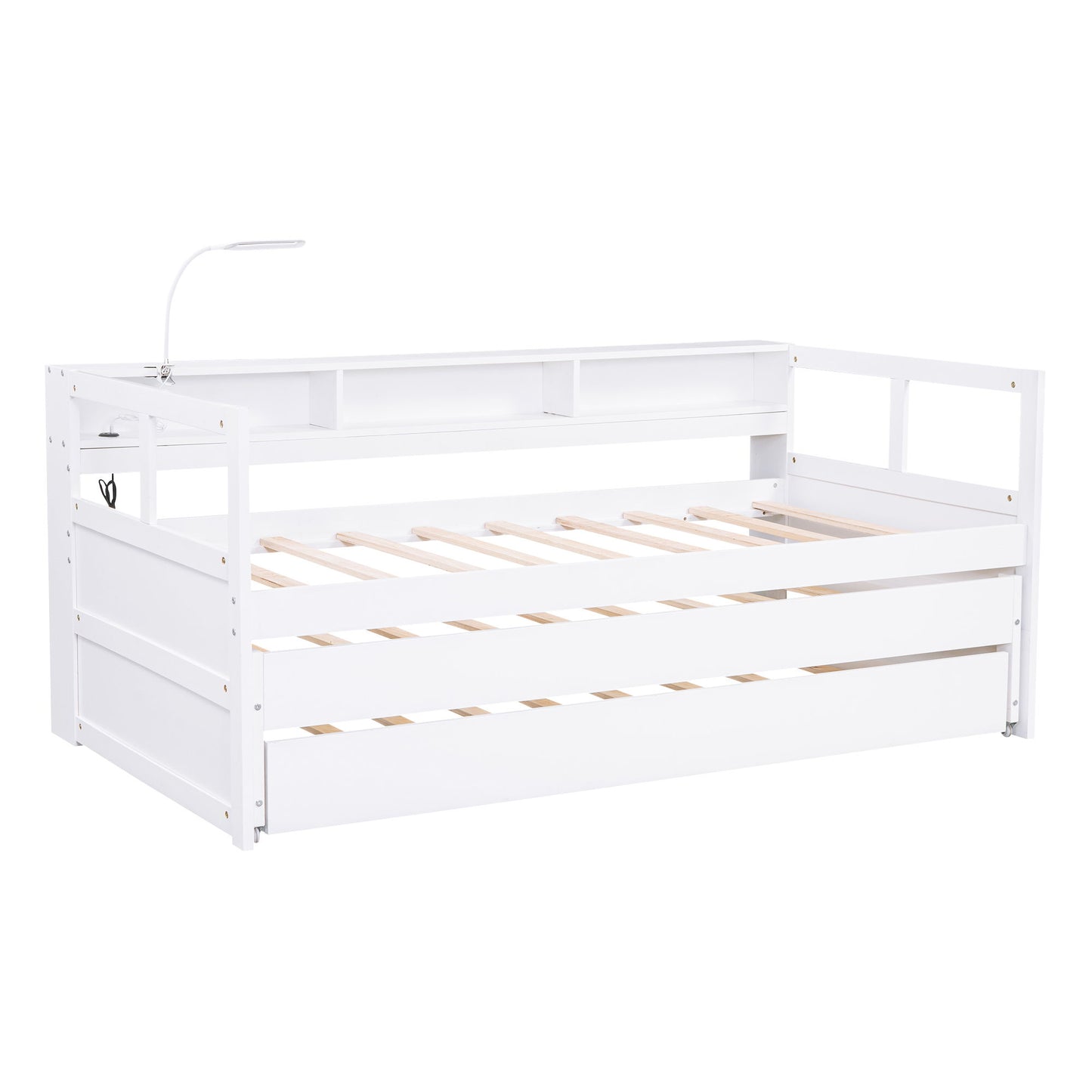 Daybed With 2 Trundles, 3 Storage Cubbies, Built In USB Charging Light - The Sleep Loft - Online Mattress Showroom NYC