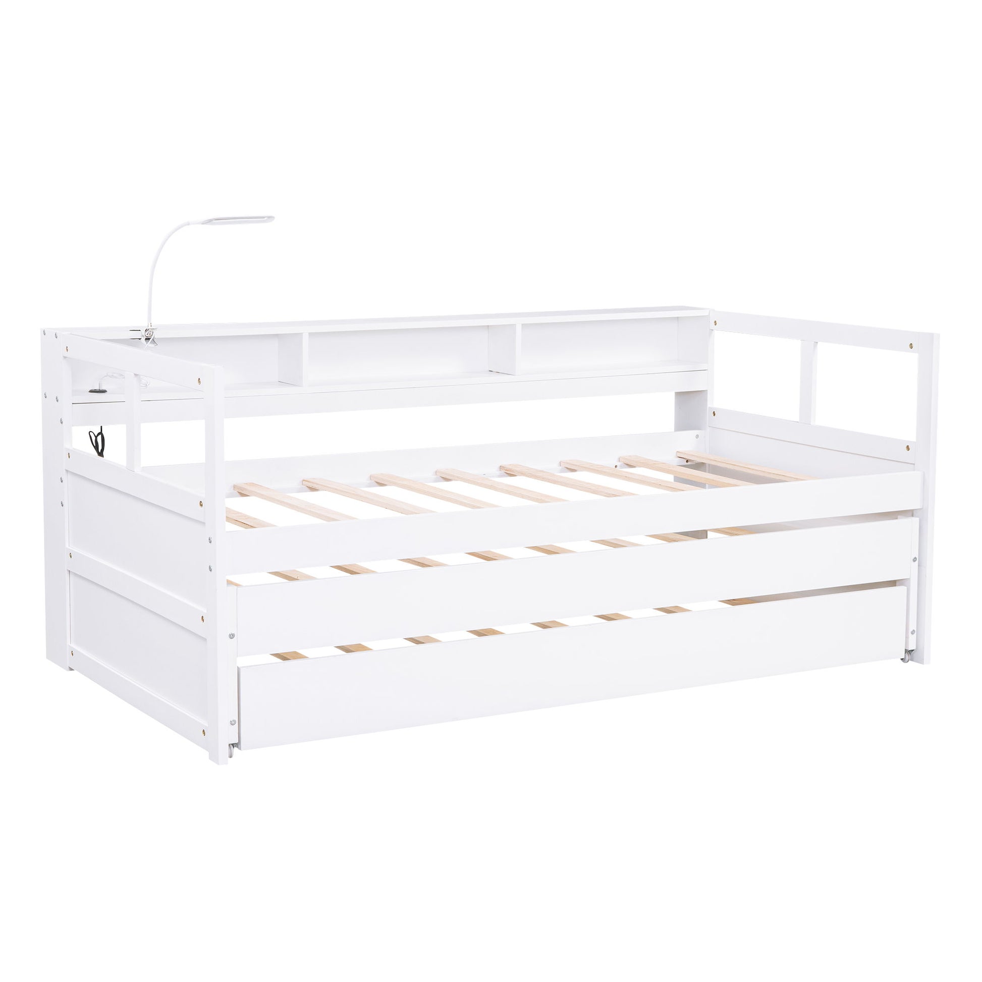 Daybed With 2 Trundles, 3 Storage Cubbies, Built In USB Charging Light - The Sleep Loft - Online Mattress Showroom NYC