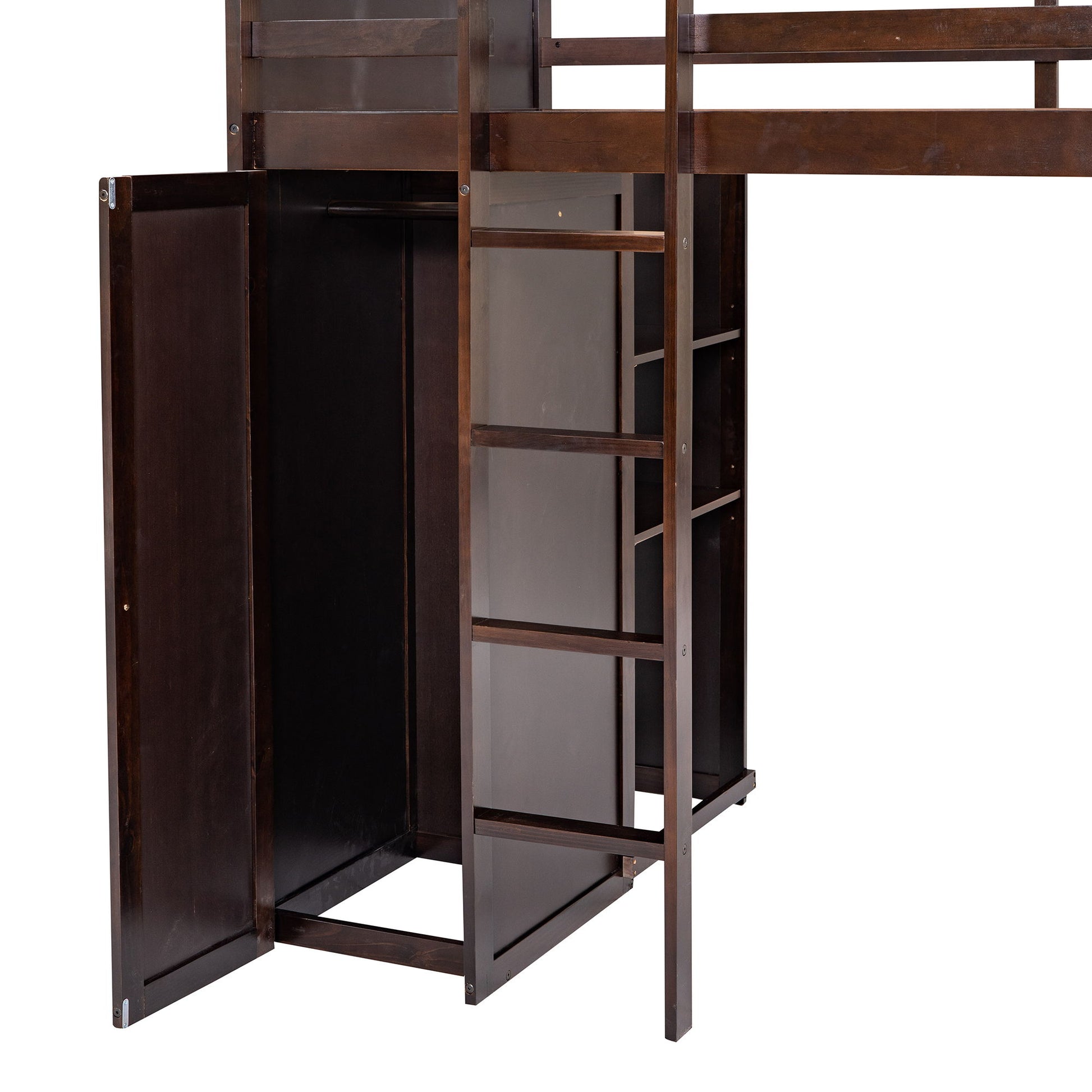 Loft Bed With A Stand Alone Bed, Shelves, Desk, And Wardrobe - The Sleep Loft - Online Mattress Showroom NYC