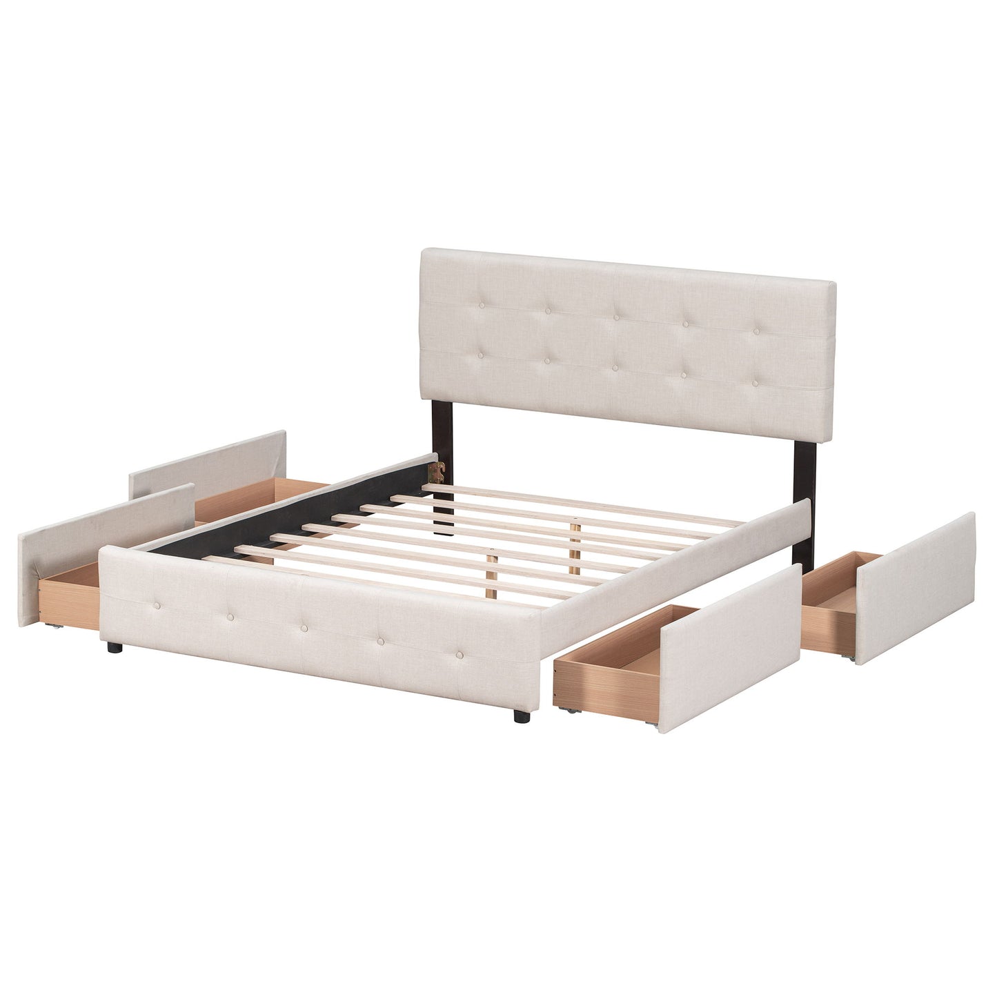 Upholstered Platform Bed With Classic Headboard And Drawers, No Box Spring Needed - The Sleep Loft - Online Mattress Showroom NYC
