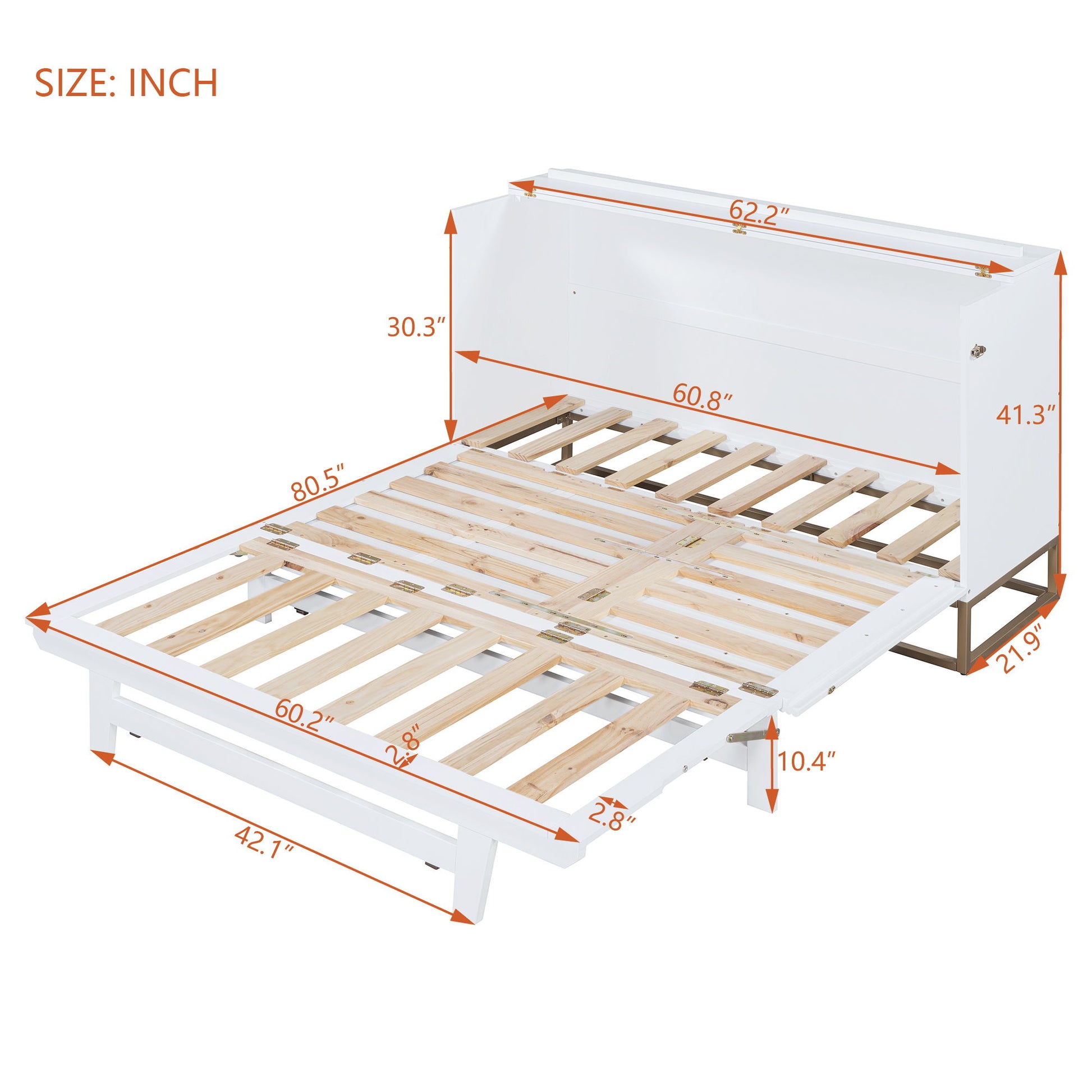 Murphy Bed With Frosted Glass Doors Design, Fake Drawers, Metal Legs - The Sleep Loft - Online Mattress Showroom NYC