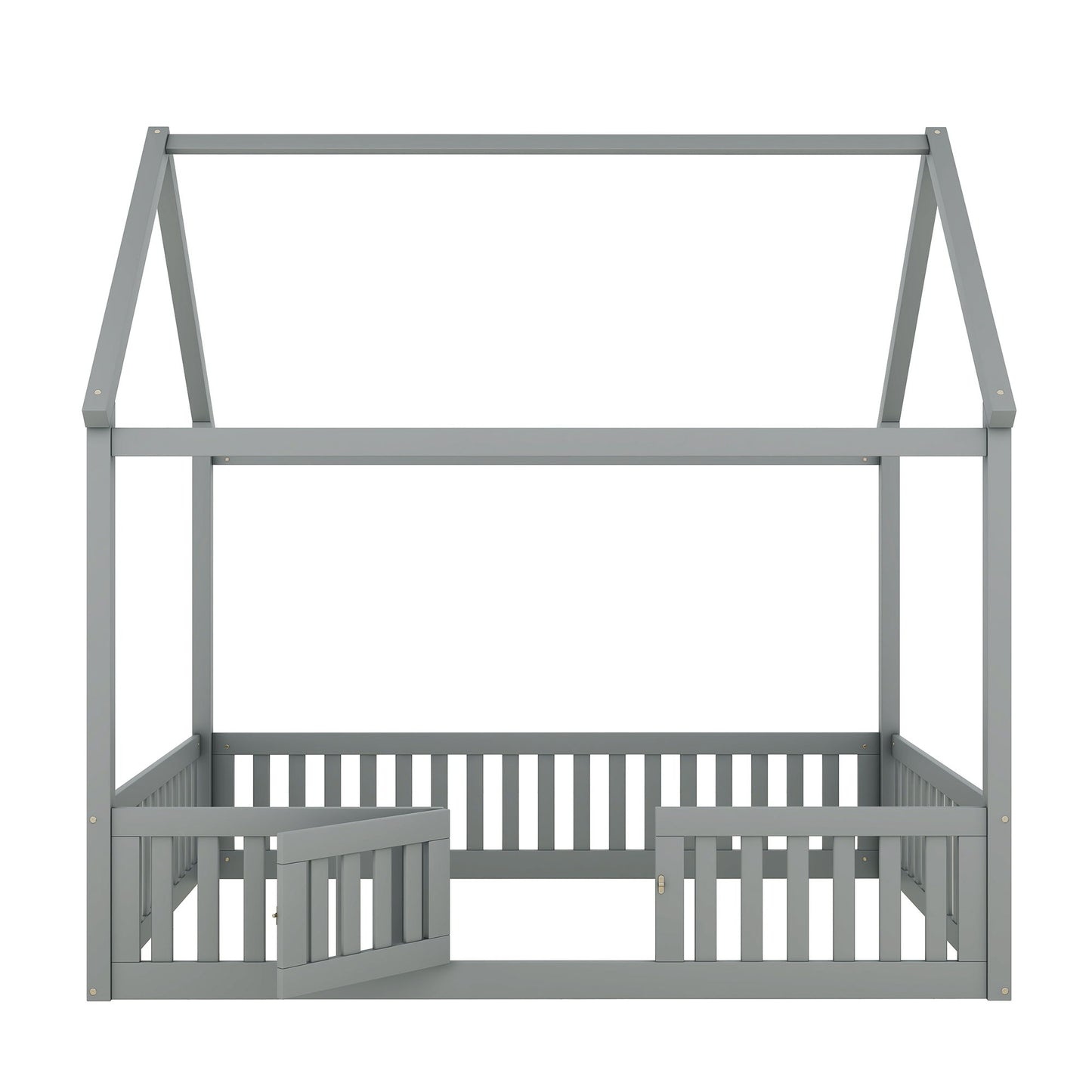 Wood House Bed With Fence And Door - The Sleep Loft - Online Mattress Showroom NYC