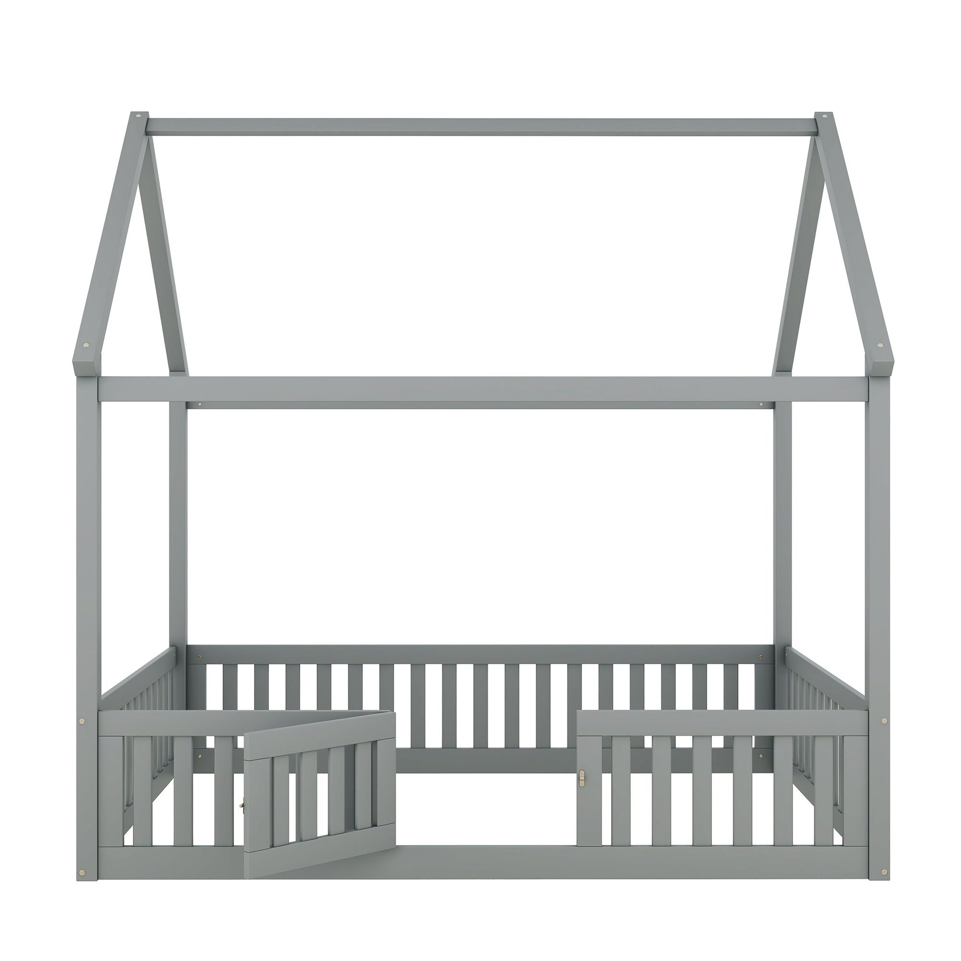 Wood House Bed With Fence And Door - The Sleep Loft - Online Mattress Showroom NYC