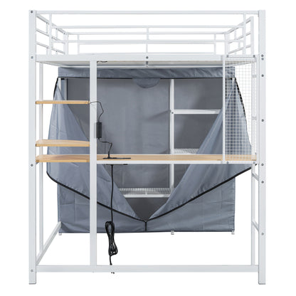 Loft Bed With Desk, Shelves, Power Outlet, LED Light And Wardrobe - The Sleep Loft - Online Mattress Showroom NYC