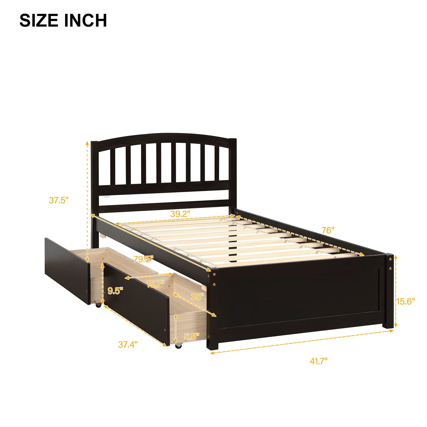 Platform Storage Bed Wood Bed Frame With Two Drawers And Headboard - The Sleep Loft - Online Mattress Showroom NYC