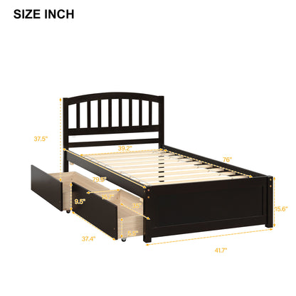 Platform Storage Bed Wood Bed Frame With Two Drawers And Headboard - The Sleep Loft - Online Mattress Showroom NYC