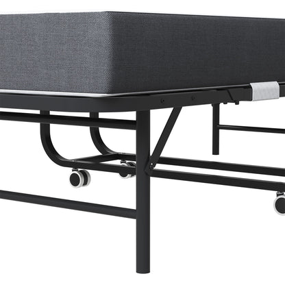 Twin Folding Bed With Memory Foam Mattress Portable Rollaway Bed Sturdy Metal Frame - Brushed Nickel