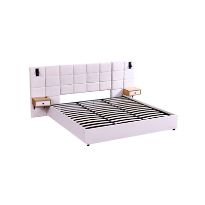 Upholstered Hydraulic Platform Bed With Storage Shelves, Reading Lamps, USB Port - The Sleep Loft - Online Mattress Showroom NYC