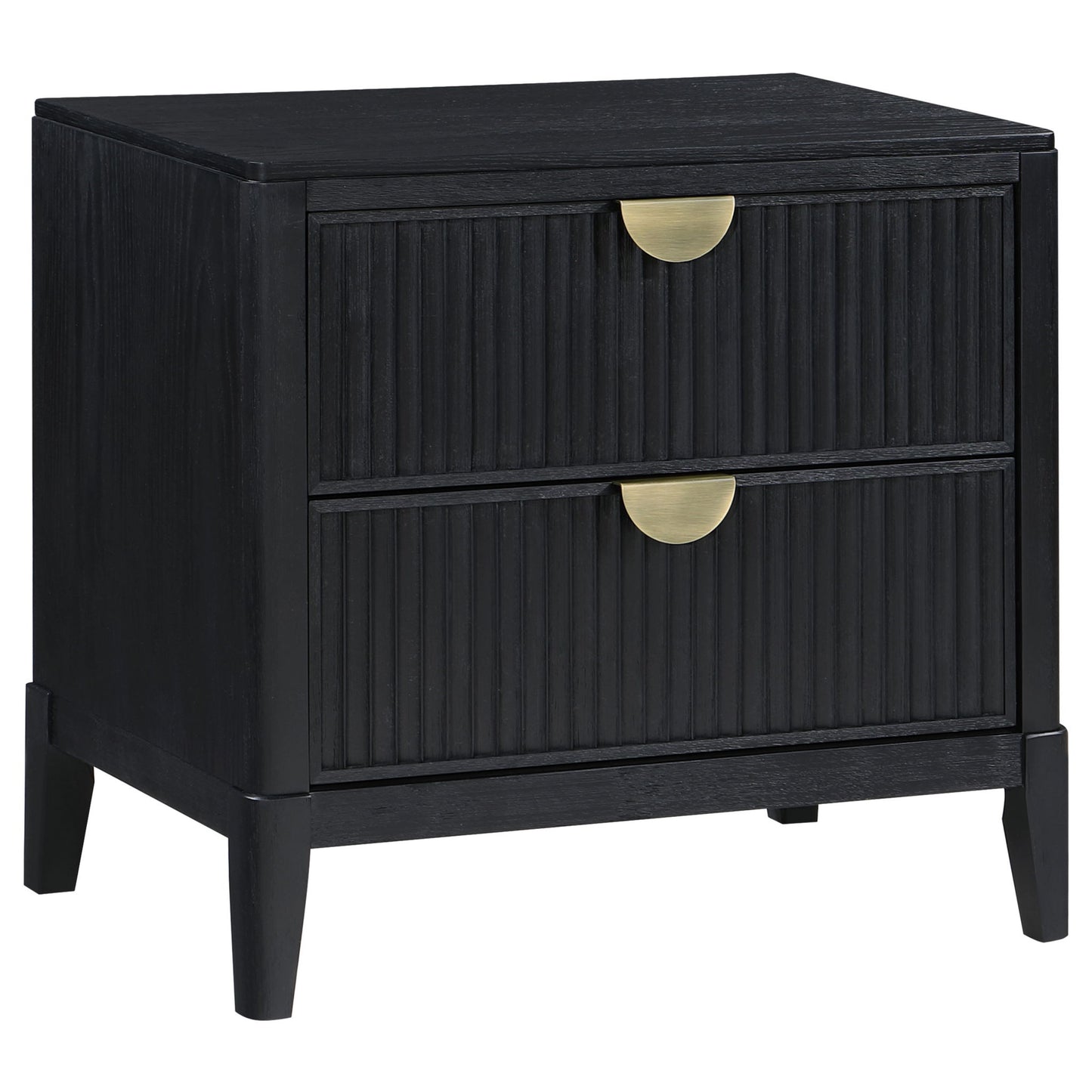 Mason - 2 Drawer Nightstand With Fluted Design - Black - The Sleep Loft - Online Mattress Showroom NYC
