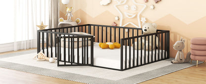 Metal Floor Bed Frame With Fence And Door - The Sleep Loft - Online Mattress Showroom NYC