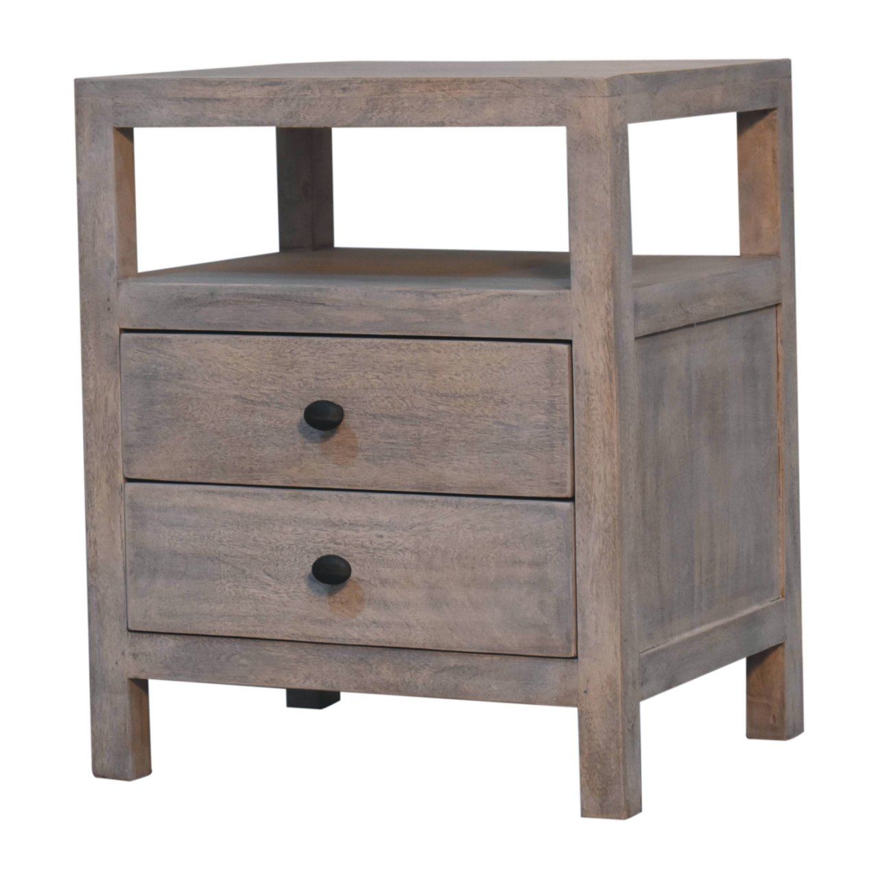 2 Drawer Open Bedside Table - Gray Ash - The Sleep Loft - Online Mattress Showroom NYC