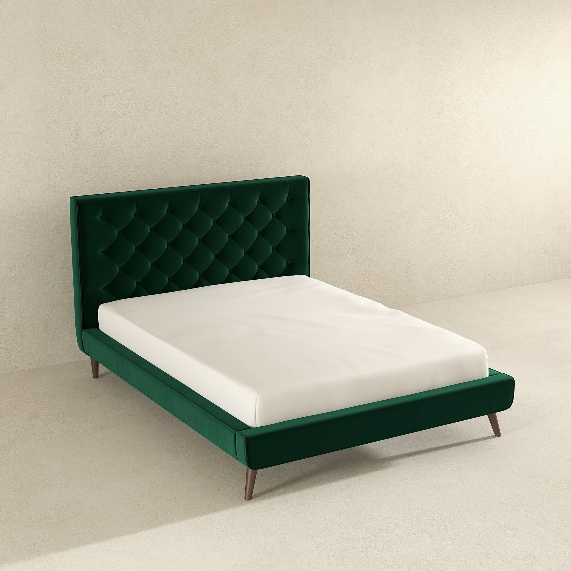 Dillon - Mid-Century Modern Velvet Platform Bed - The Sleep Loft - Online Mattress Showroom NYC