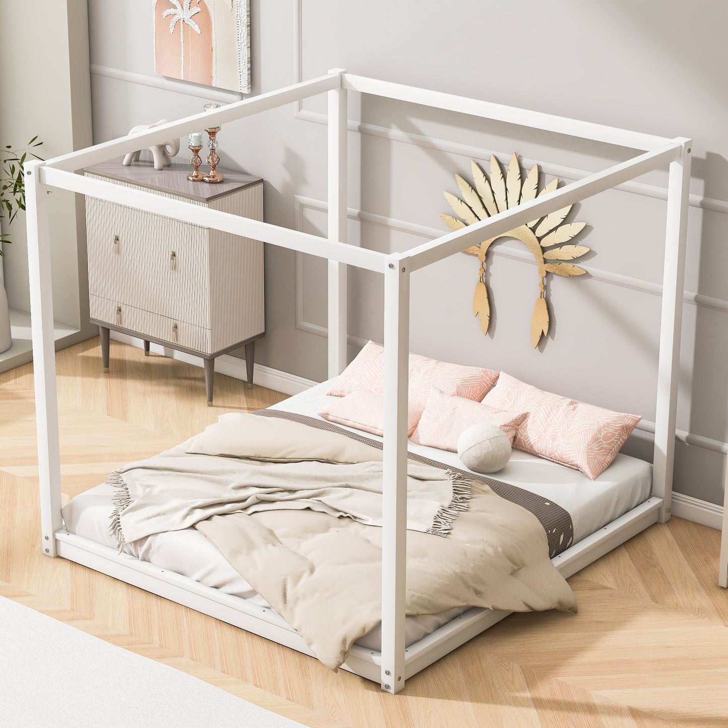 Wood Canopy Platform Bed With Support Legs And Airflow Slats - The Sleep Loft - Online Mattress Showroom NYC