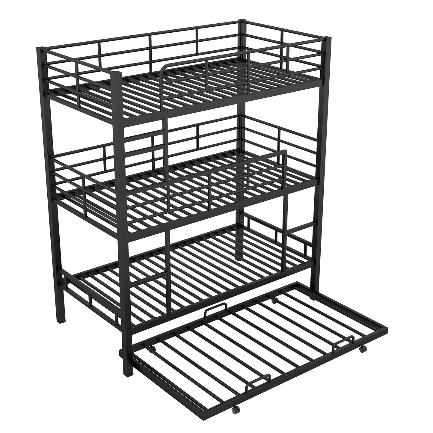 Triple Bunk Bed With Trundle, Heavy Duty Steel Construction - The Sleep Loft - Online Mattress Showroom NYC
