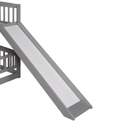 Low Bunk Bed With Slide, Fence And Ladder - The Sleep Loft - Online Mattress Showroom NYC