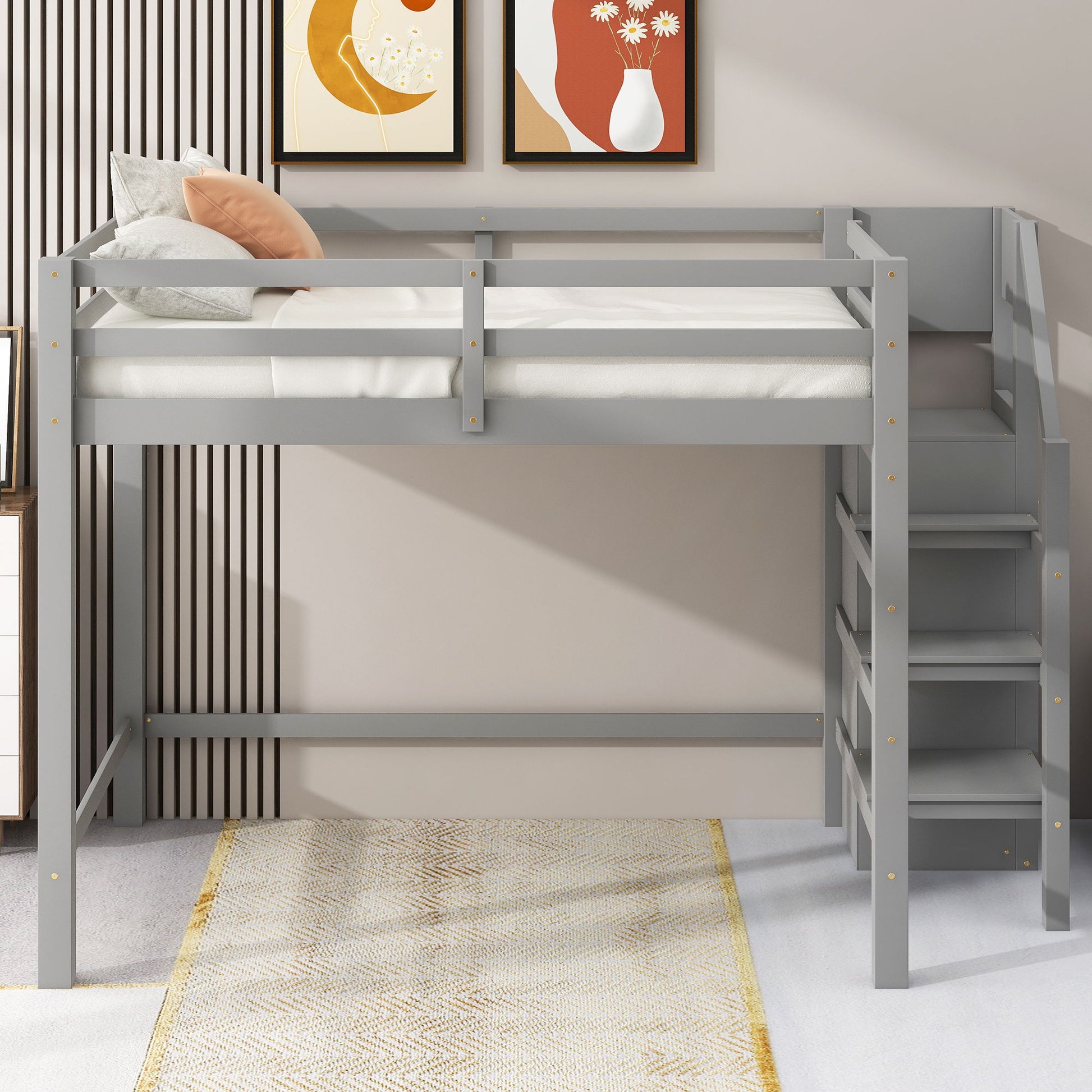 Loft Bed With Built In Storage Wardrobe And Staircase - The Sleep Loft - Online Mattress Showroom NYC