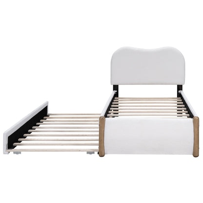 Upholstered Platform Bed With Wood Supporting Feet And Trundle - The Sleep Loft - Online Mattress Showroom NYC