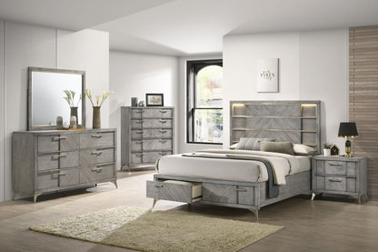 2 Drawer Night Bookmatched Veneers - Gray - The Sleep Loft - Online Mattress Showroom NYC